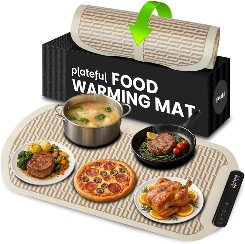 Plateful Warming Mat for Food - Food Warming Mat for Buffets Party, Electric Heating Trays/Pad Warmer for Countertop, Warm Tray to Keep Plates Hot for Kitchen, Party - Image 1